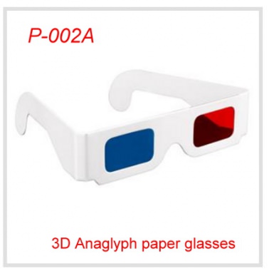 Cardboard 3D glasses, client’s design surface printing with red/blue foil lens. 41 x 4cm with arms.