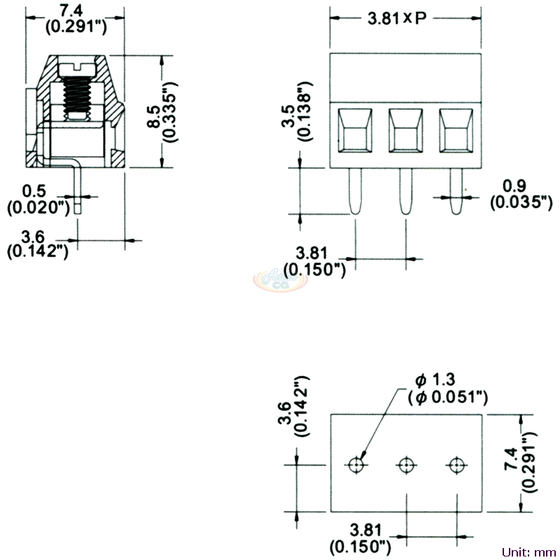 CBP2-HC381 Euro-Style PCB Terminal Blocks