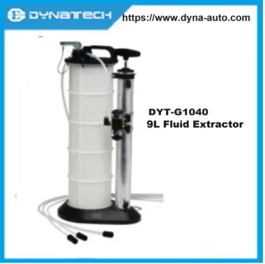 This 9-liter Fluid Extractor is designed for quick and mess-free removal of liquids such as engine oil, transmission fluid, brake fluid, and coolant.