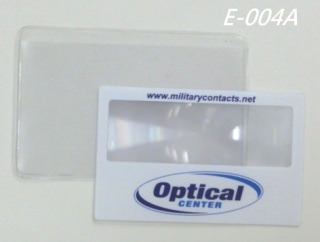 Credit card size magnifier with PVC protective bag.