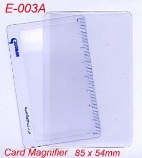 Card magnifier with logo printing.
