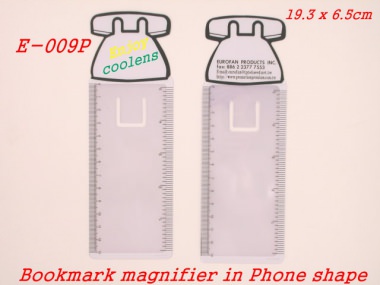 	Wonderful bookmark in Telephone shape with magnifier and ruler scale for daily usage. The white block is reserved for client’s logo printing.[育勝企業有限公司]