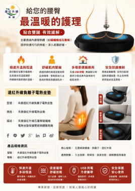 禾康遠紅外線石墨稀碳纖維電熱坐墊保護臀部與腰酸背痛[上善行銷貿易有限公司]